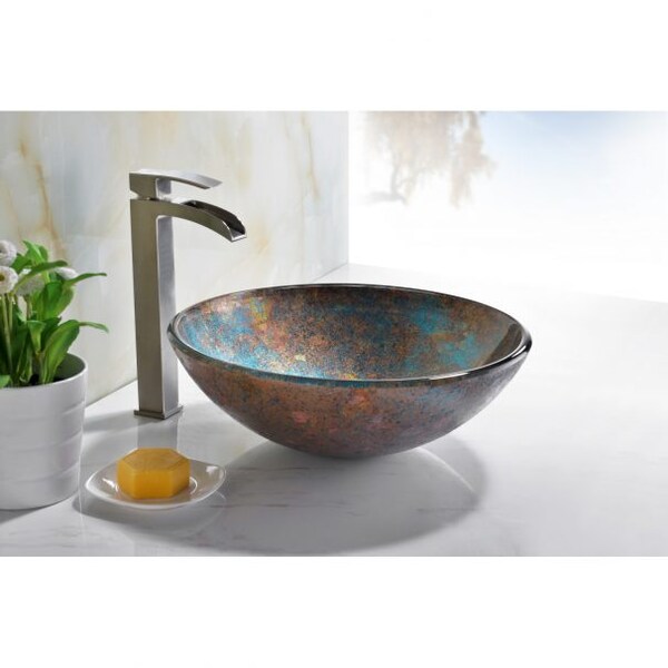 Anzzi Tara Deco-Glass Vessel Sink in Emerald Burst LS-AZ8374 - main